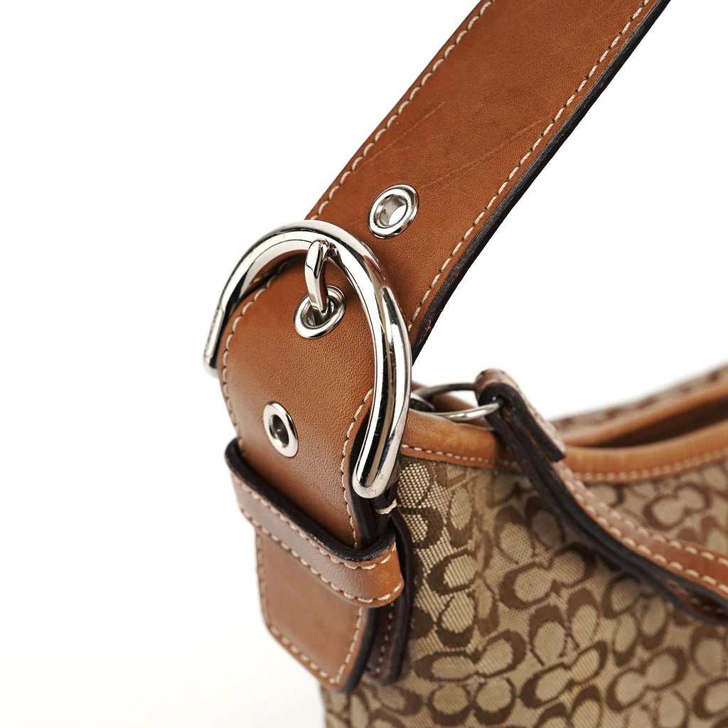 6351 Beige Signature C Crescent Shoulder Bag