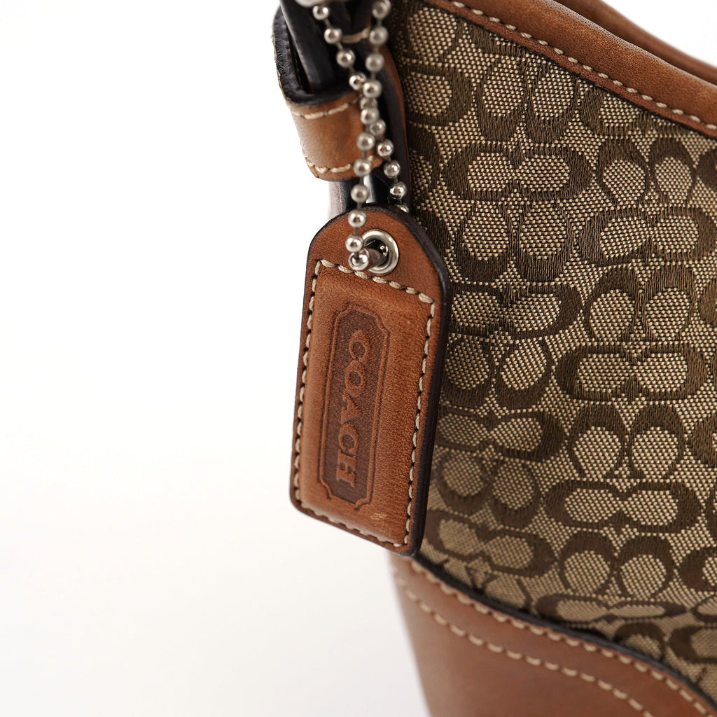 6351 Beige Signature C Crescent Shoulder Bag