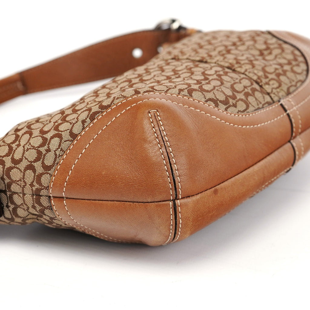 6351 Beige Signature C Crescent Shoulder Bag
