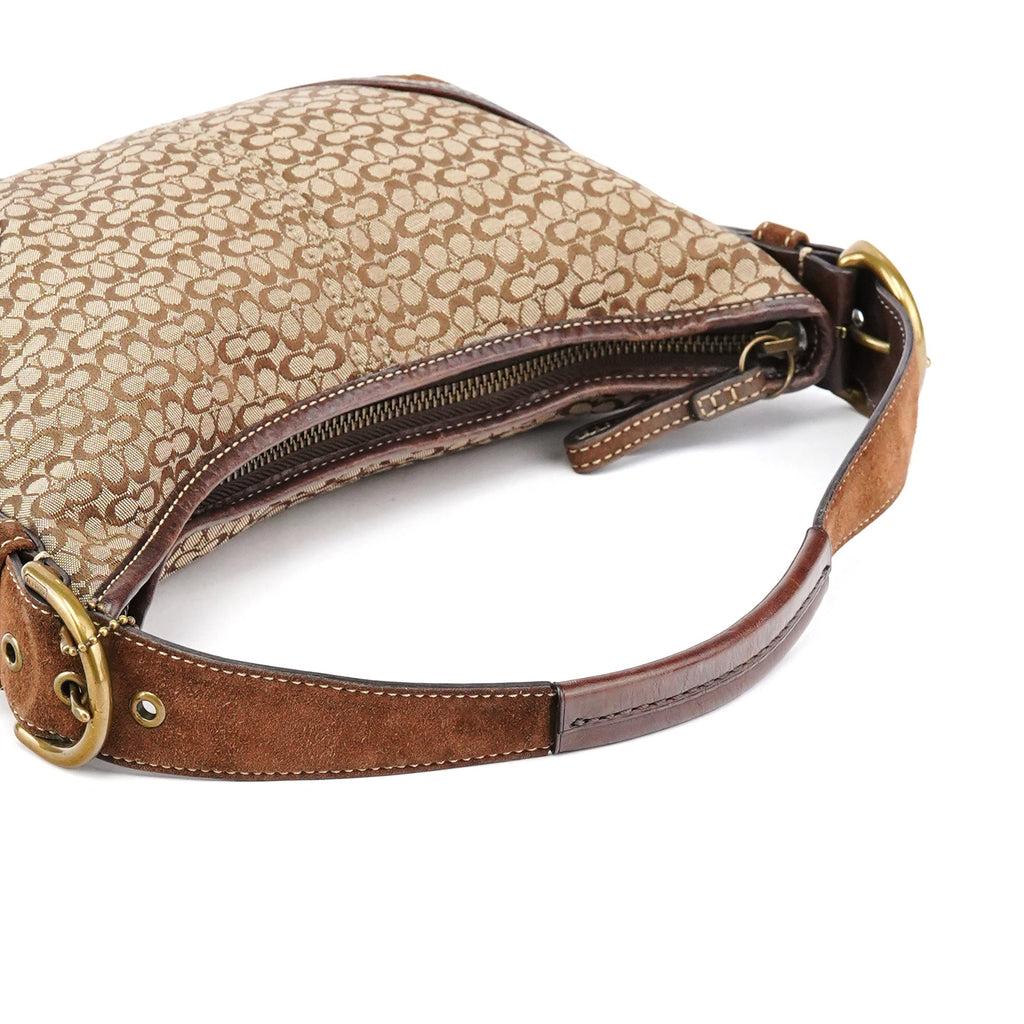 6351 Brown Signature Canvas Shoulder Bag