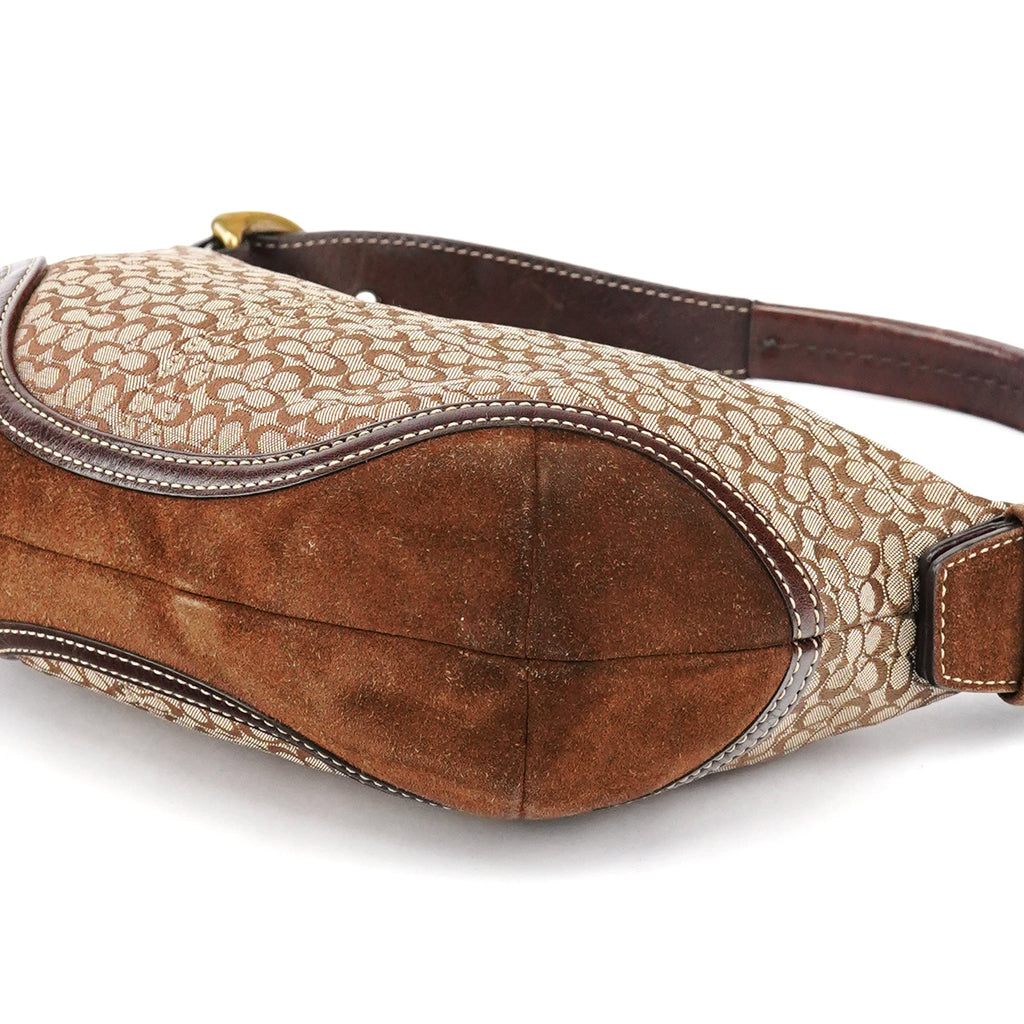 6351 Brown Signature Canvas Shoulder Bag