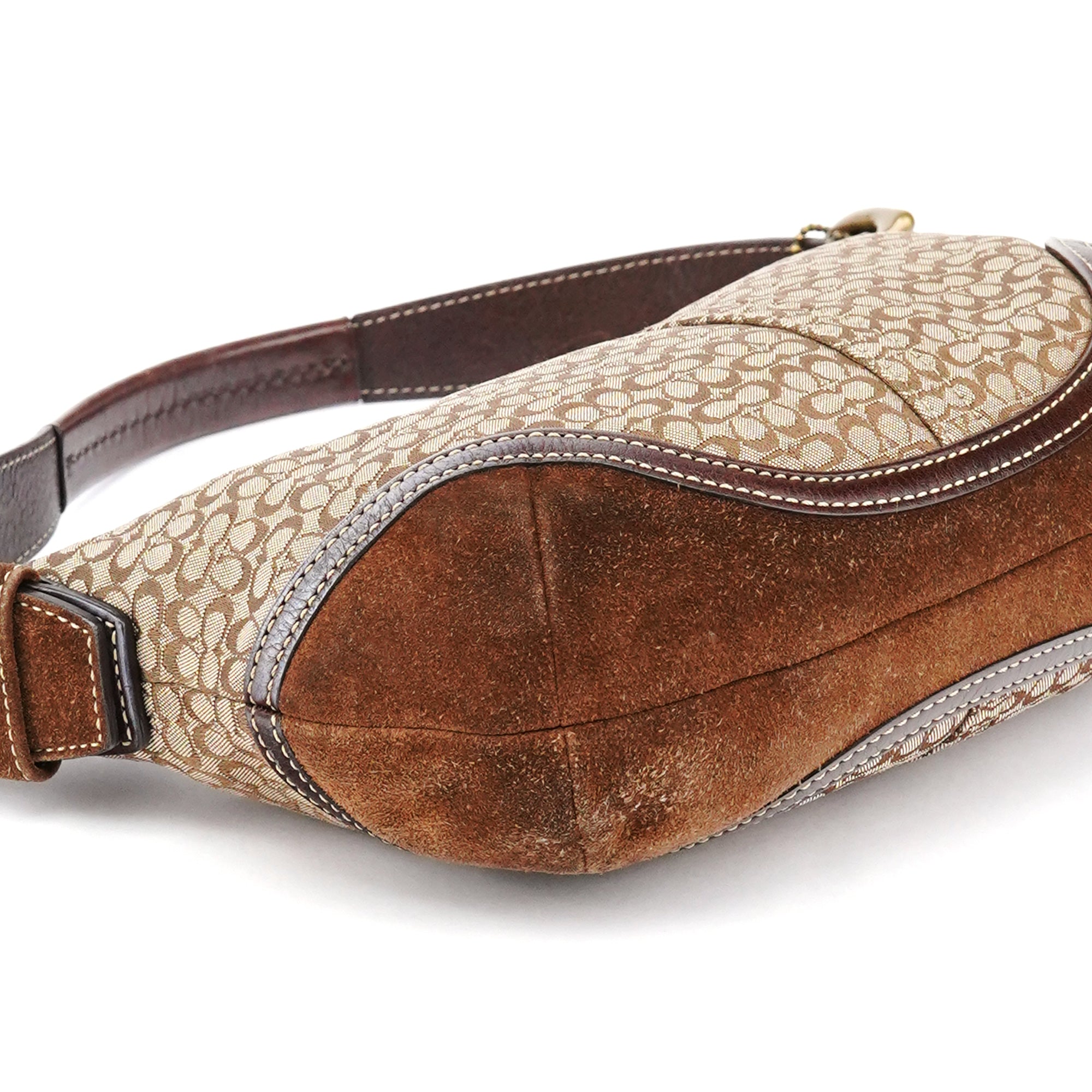 6351 Brown Signature Canvas Shoulder Bag