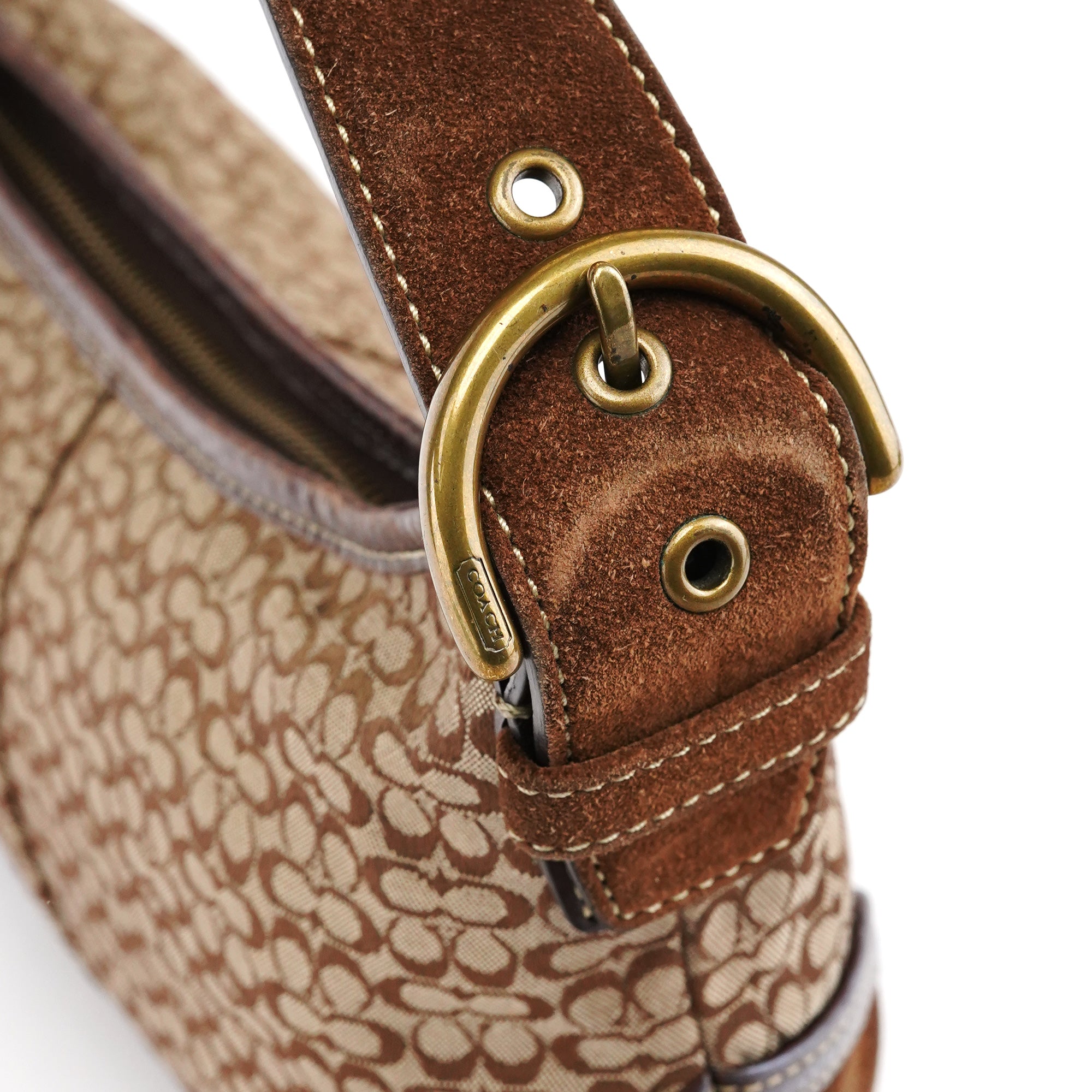 6351 Brown Signature Canvas Shoulder Bag
