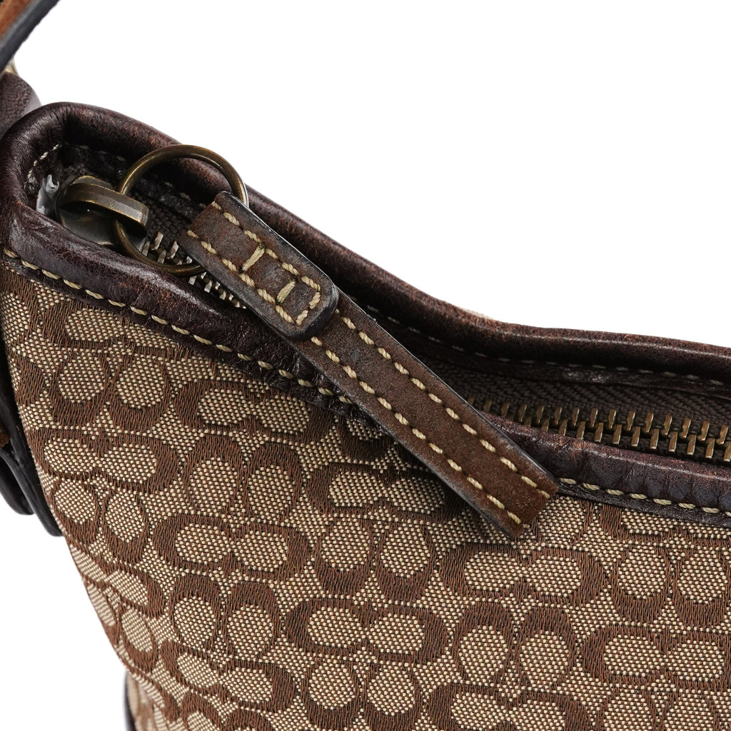 6351 Brown Signature Canvas Shoulder Bag