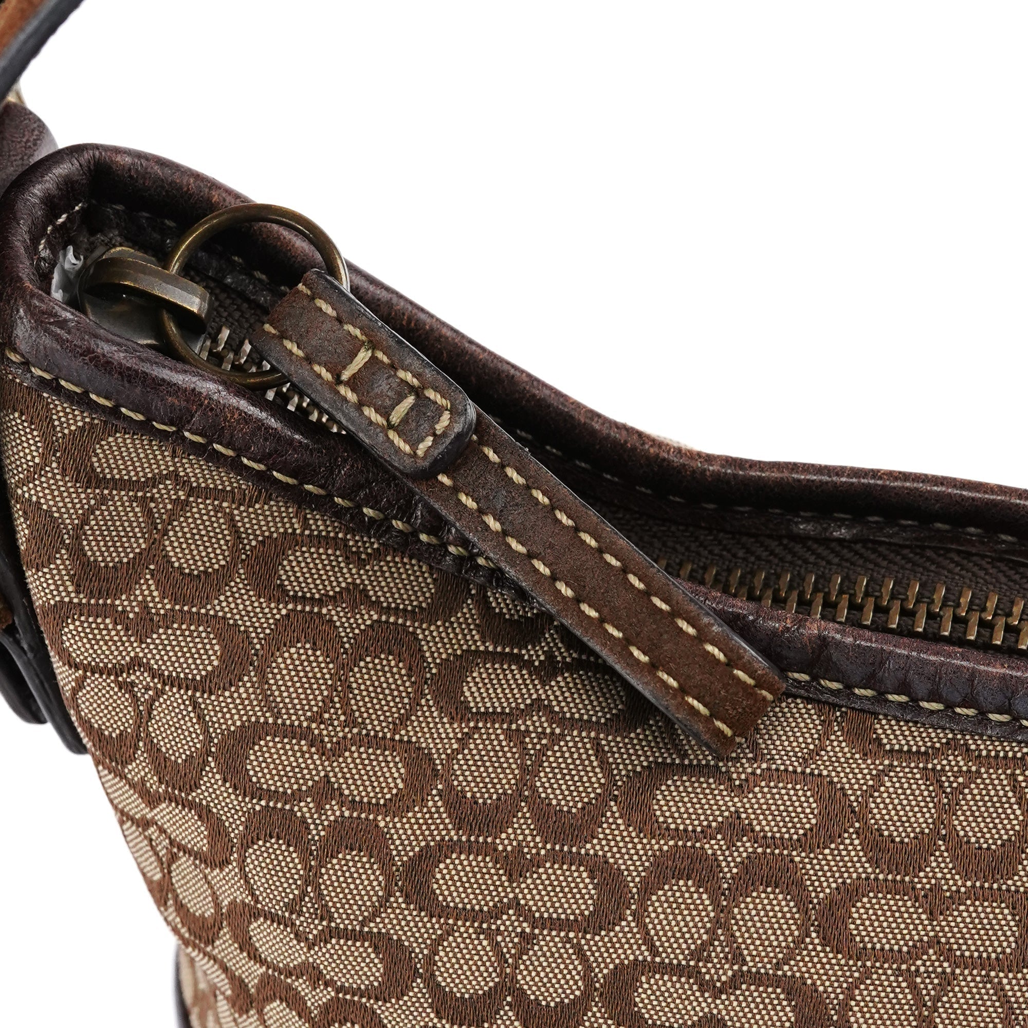 6351 Brown Signature Canvas Shoulder Bag