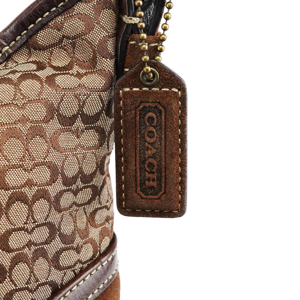 6351 Brown Signature Canvas Shoulder Bag