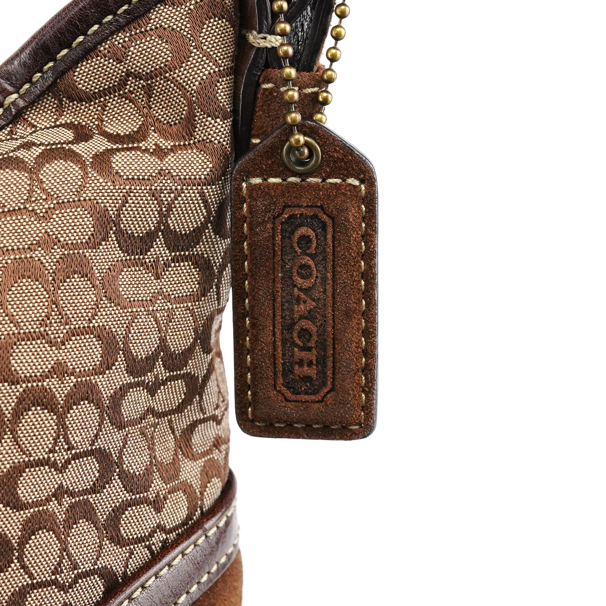 6351 Brown Signature Canvas Shoulder Bag
