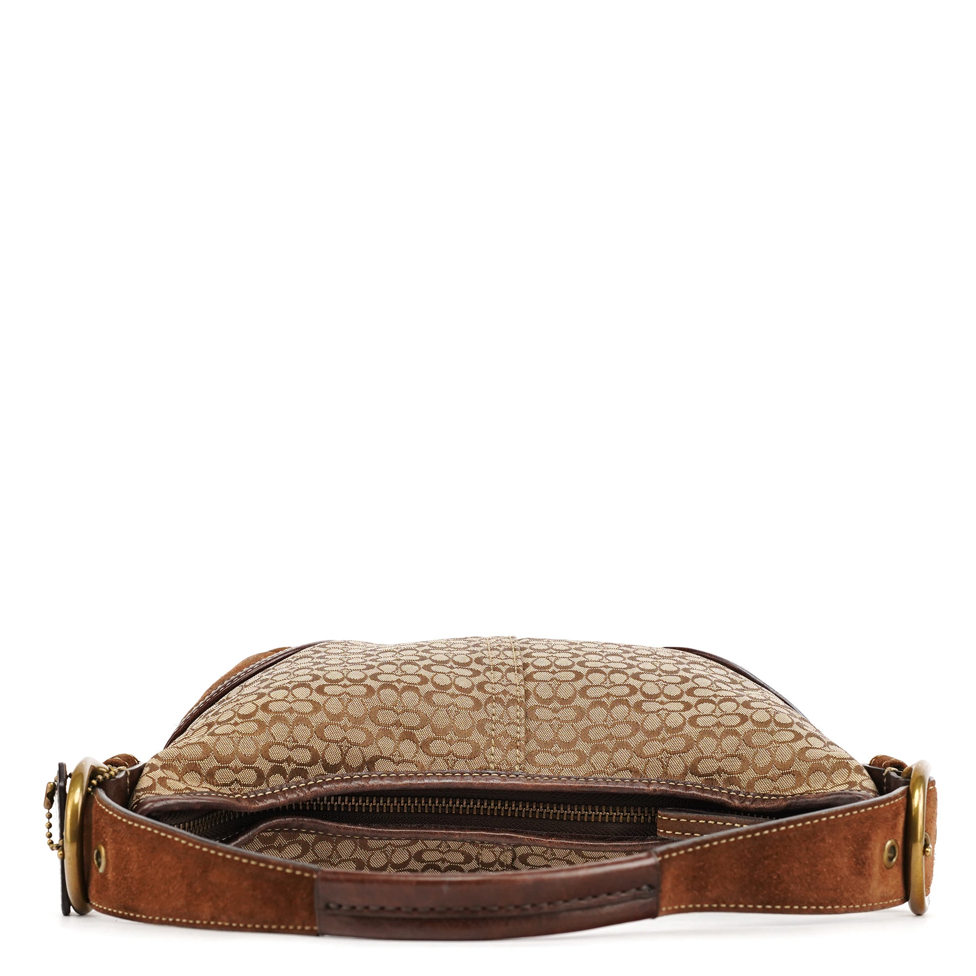 6351 Brown Signature Canvas Shoulder Bag