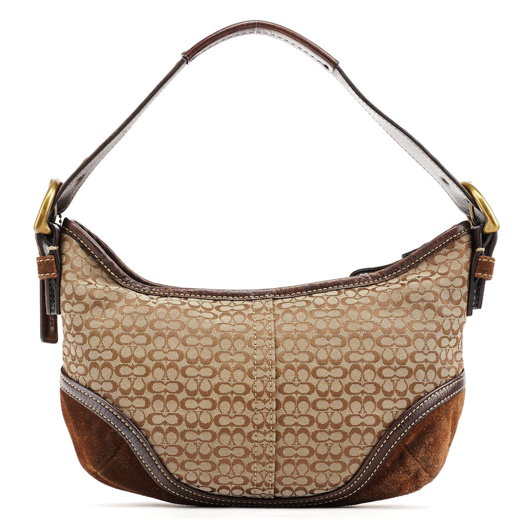 6351 Brown Signature Canvas Shoulder Bag