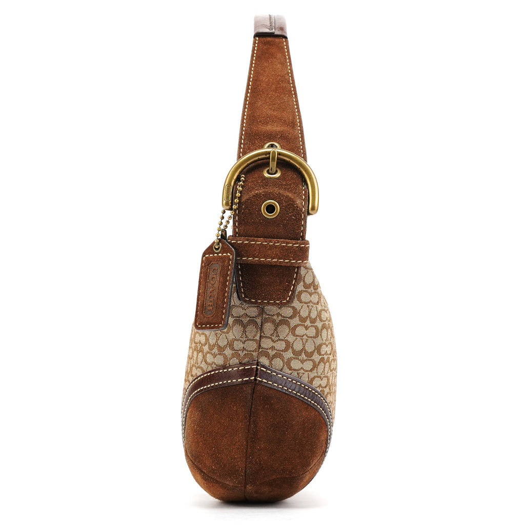 6351 Brown Signature Canvas Shoulder Bag