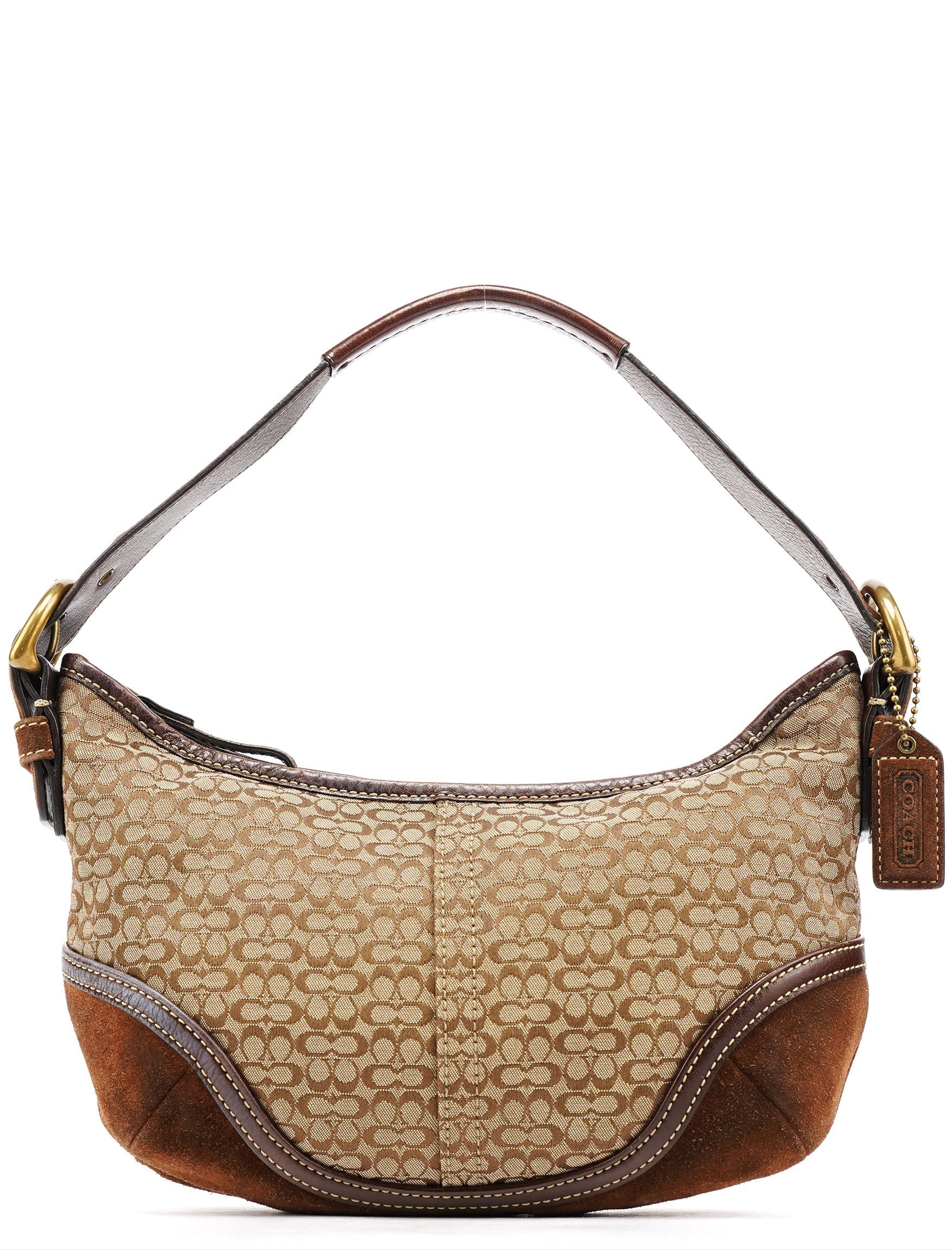 6351 Brown Signature Canvas Shoulder Bag