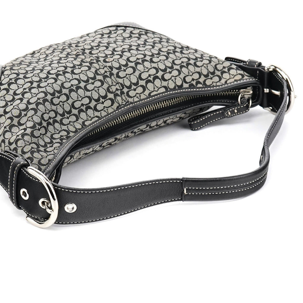 6351 Grey Black Signature Soho Shoulder Bag
