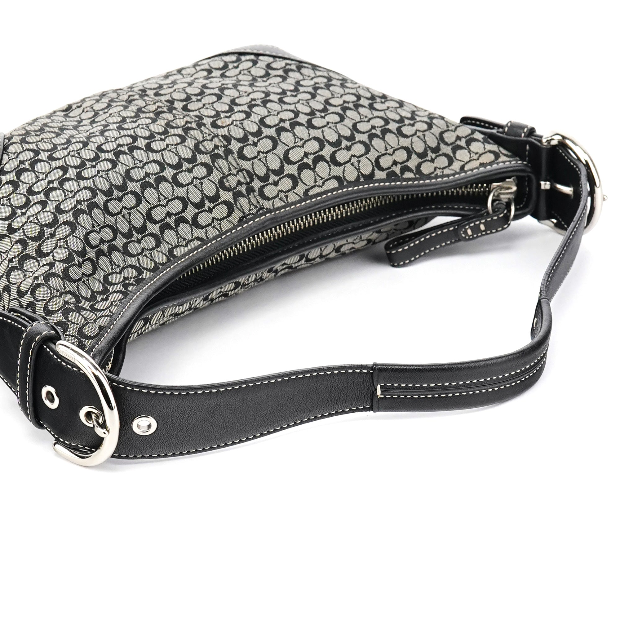 6351 Grey Black Signature Soho Shoulder Bag