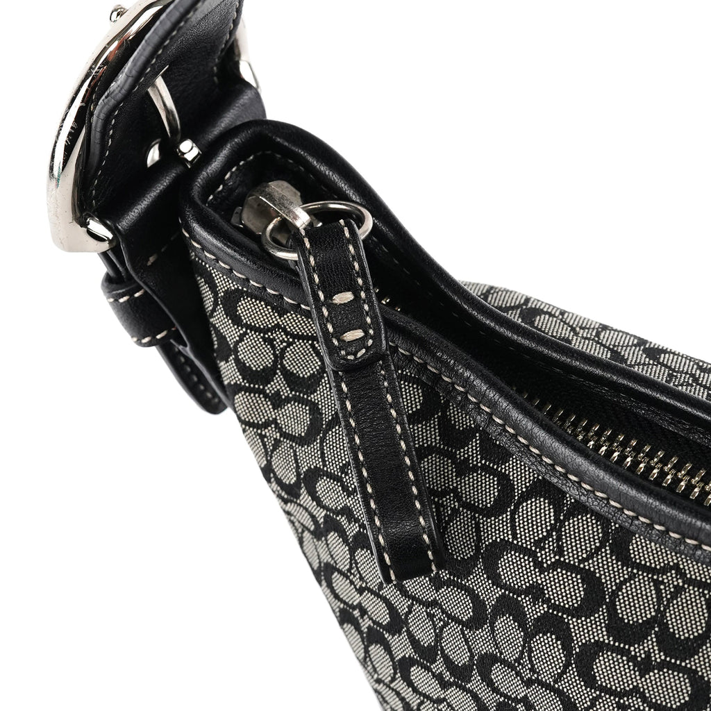 6351 Grey Black Signature Soho Shoulder Bag