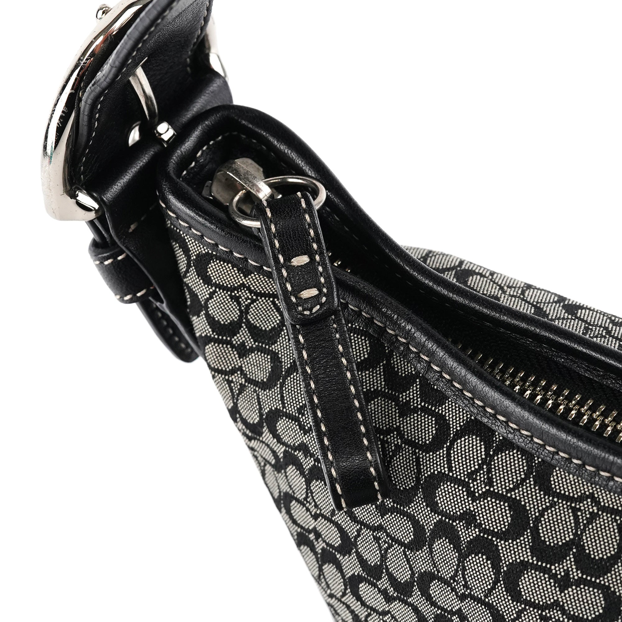 6351 Grey Black Signature Soho Shoulder Bag