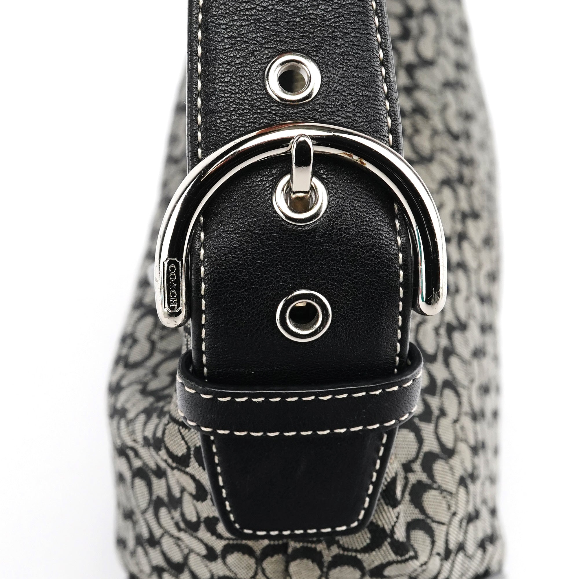 6351 Grey Black Signature Soho Shoulder Bag