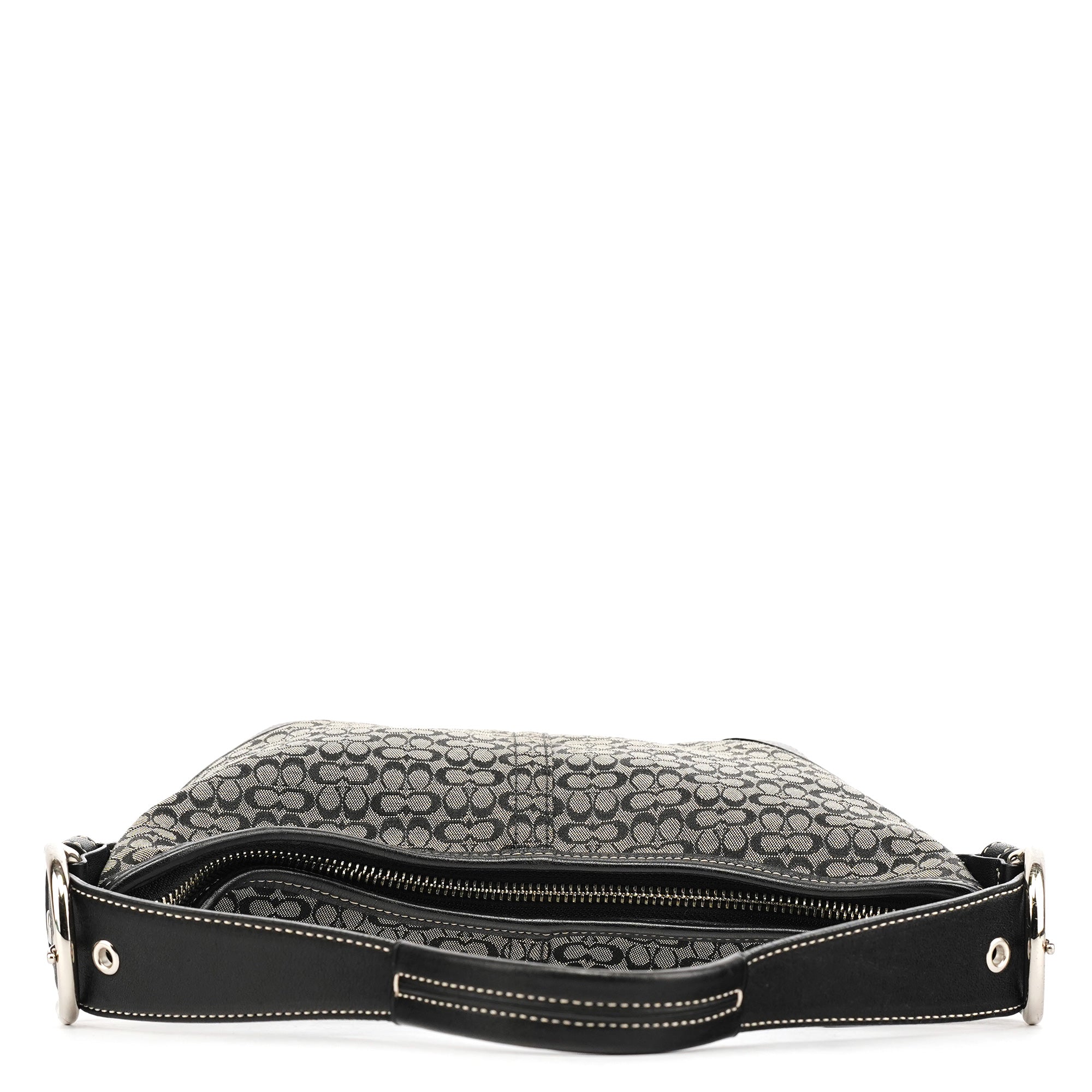 6351 Grey Black Signature Soho Shoulder Bag
