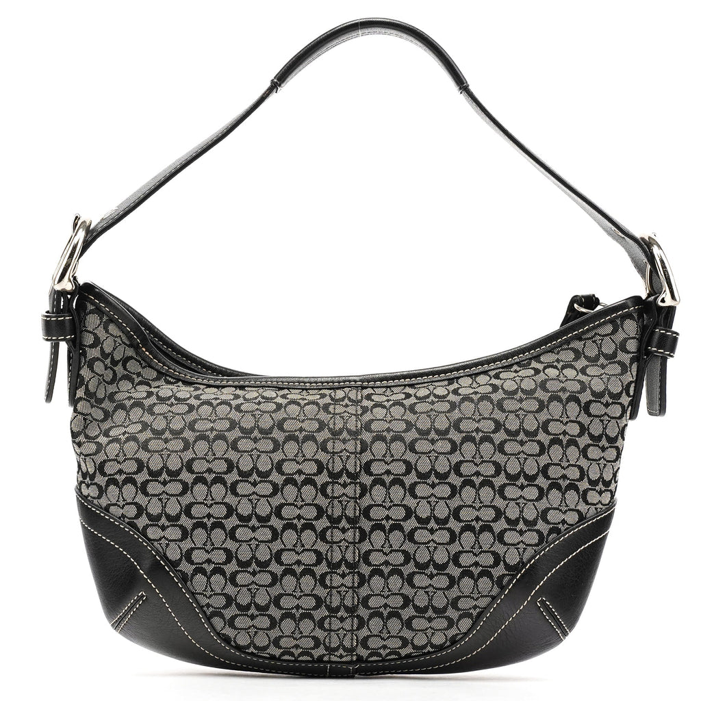 6351 Grey Black Signature Soho Shoulder Bag