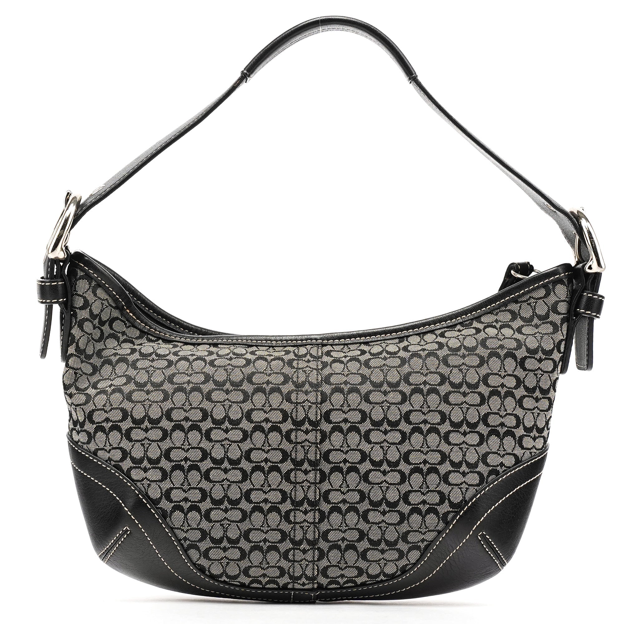 6351 Grey Black Signature Soho Shoulder Bag