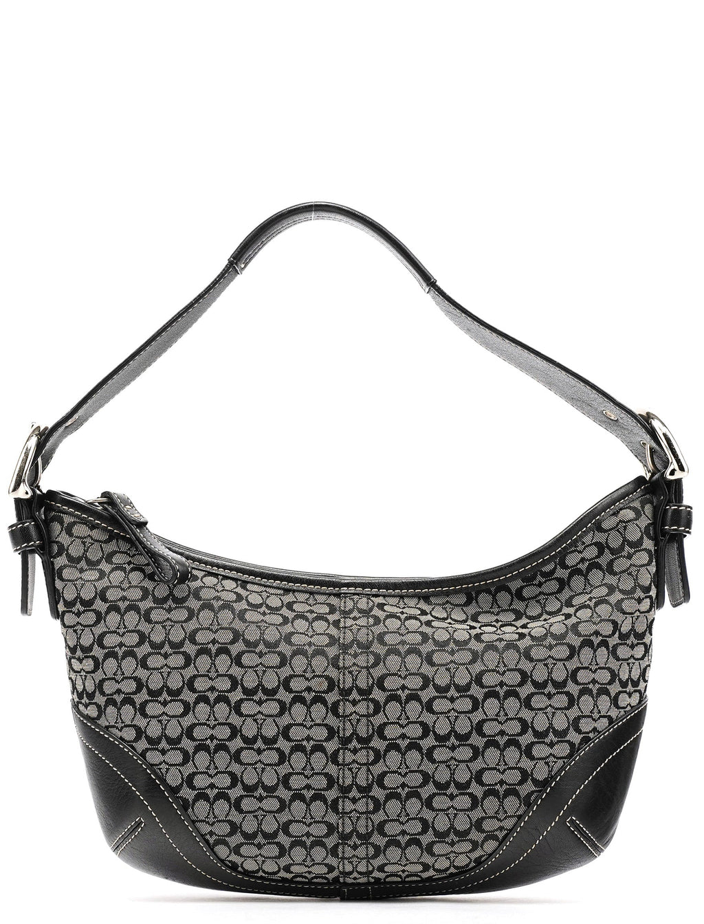 6351 Grey Black Signature Soho Shoulder Bag