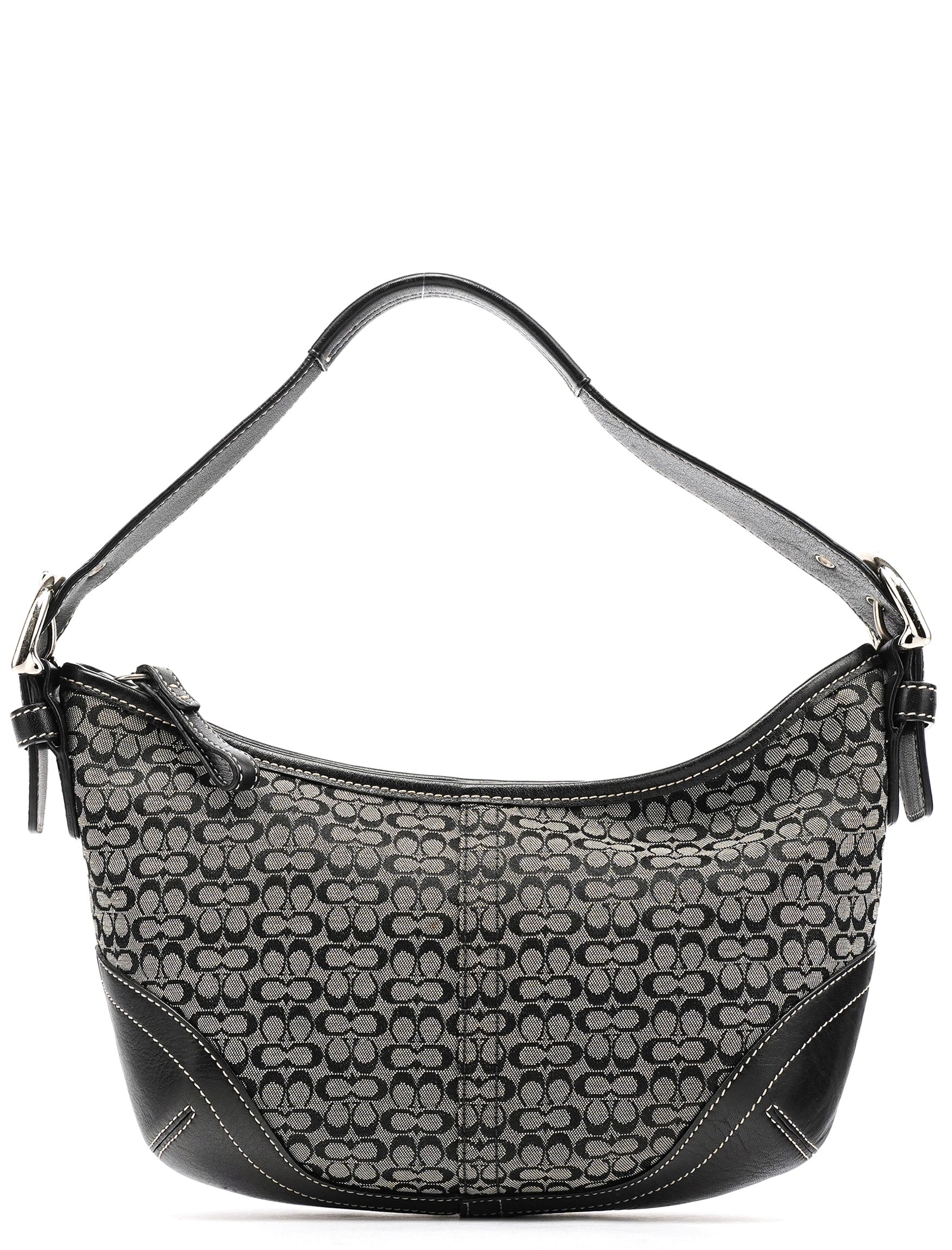 6351 Grey Black Signature Soho Shoulder Bag