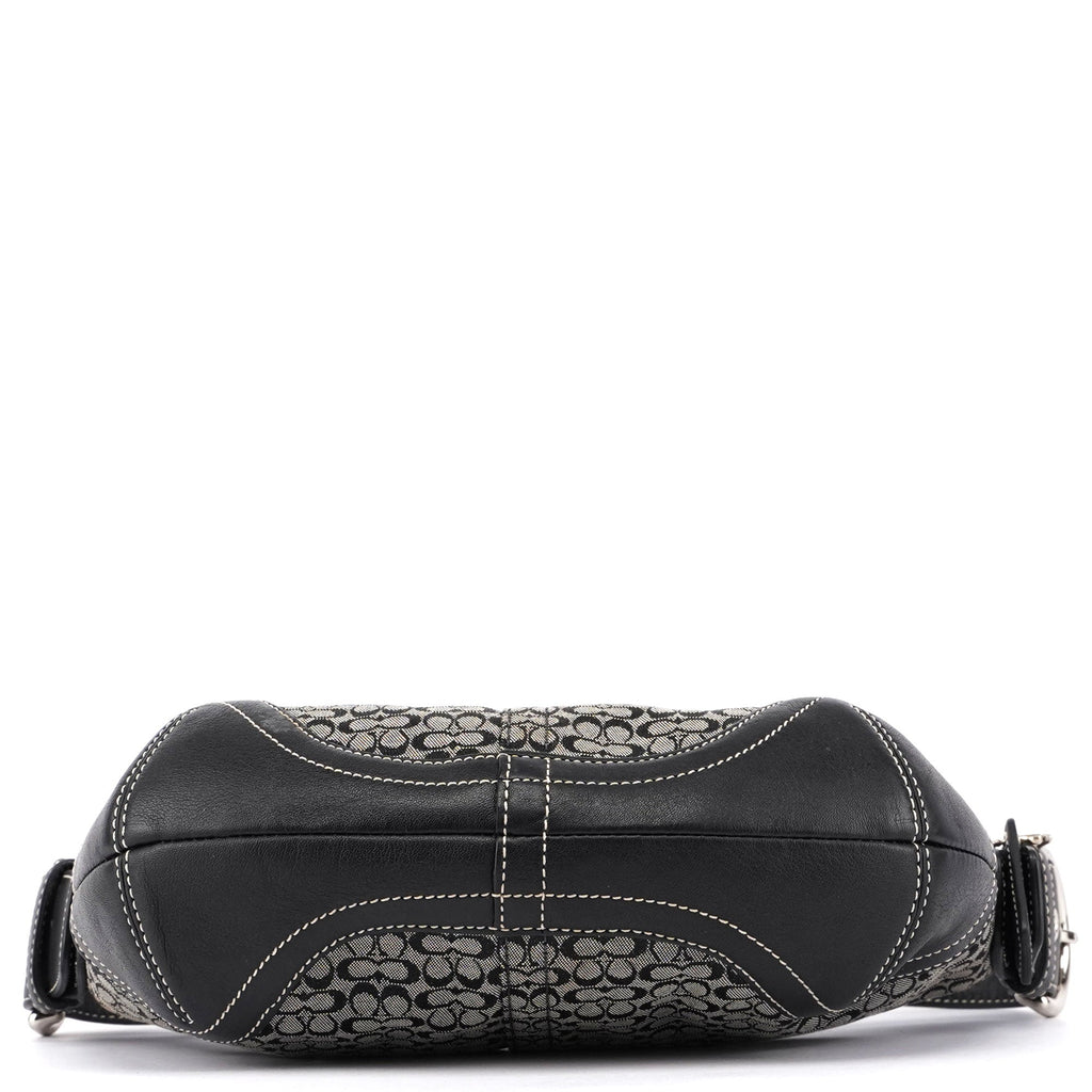 6351 Grey Mini Signature C Crescent Shoulder Bag