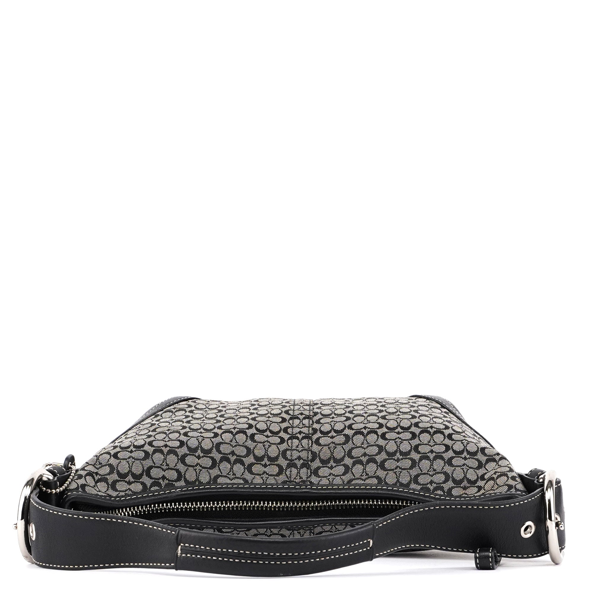 6351 Grey Mini Signature C Crescent Shoulder Bag