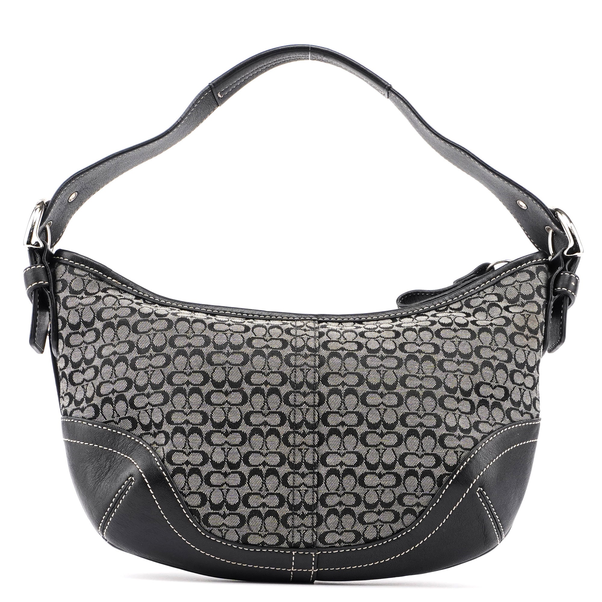 6351 Grey Mini Signature C Crescent Shoulder Bag