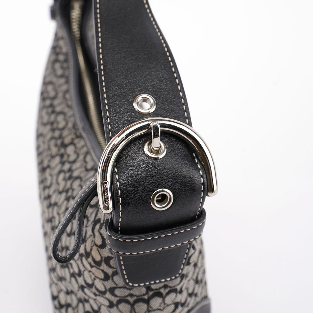 6351 Grey Mini Signature C Crescent Shoulder Bag
