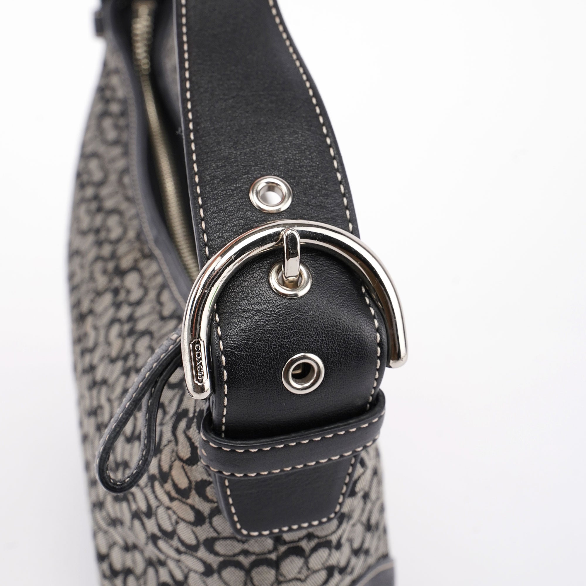 6351 Grey Mini Signature C Crescent Shoulder Bag