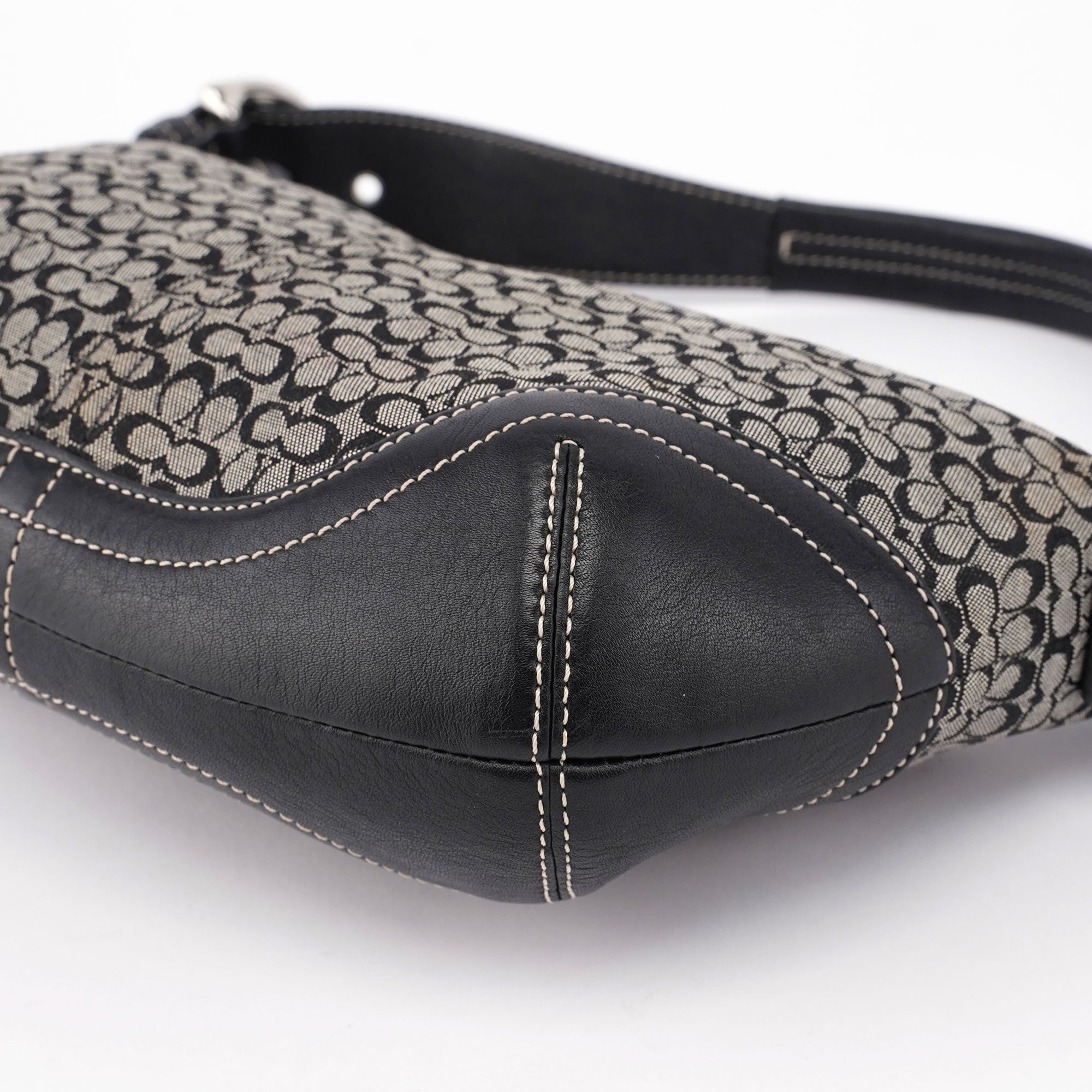 6351 Grey Mini Signature C Crescent Shoulder Bag