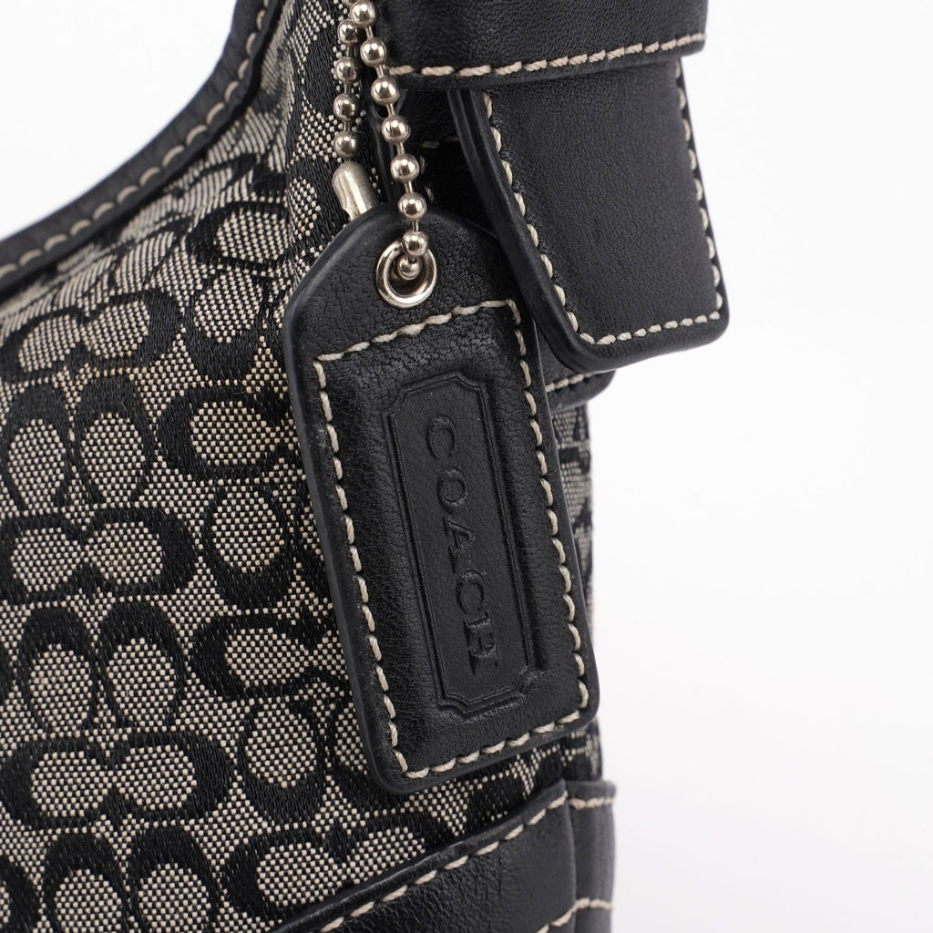 6351 Grey Mini Signature C Crescent Shoulder Bag