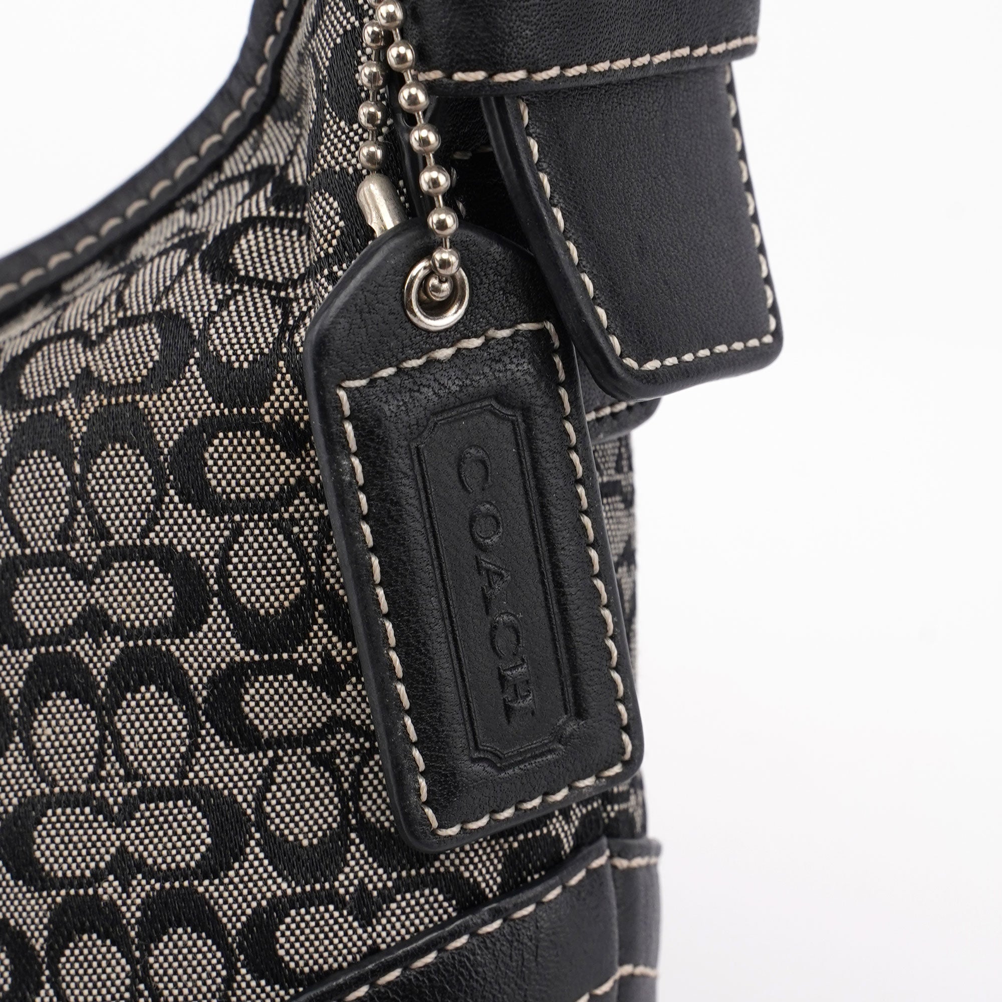 6351 Grey Mini Signature C Crescent Shoulder Bag