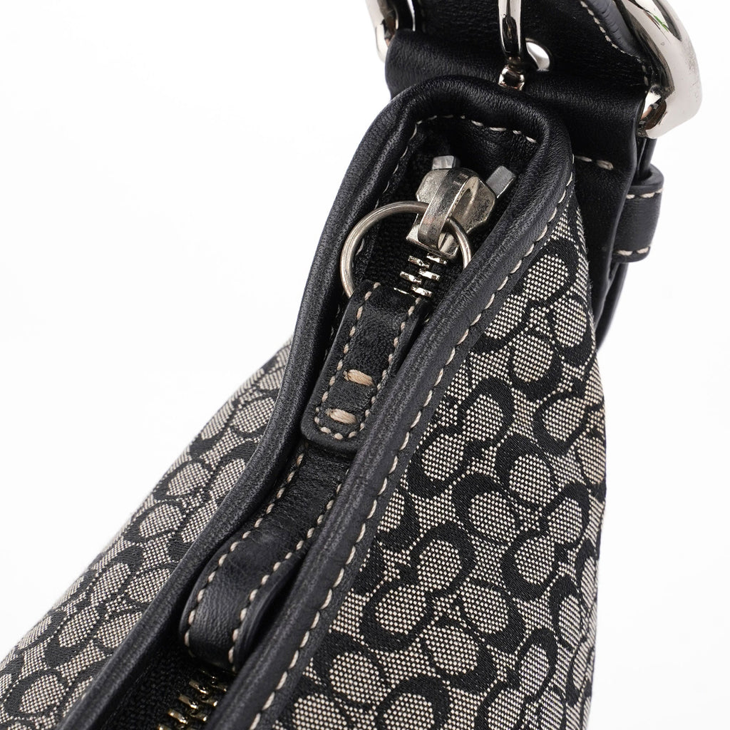 6351 Grey Mini Signature C Crescent Shoulder Bag