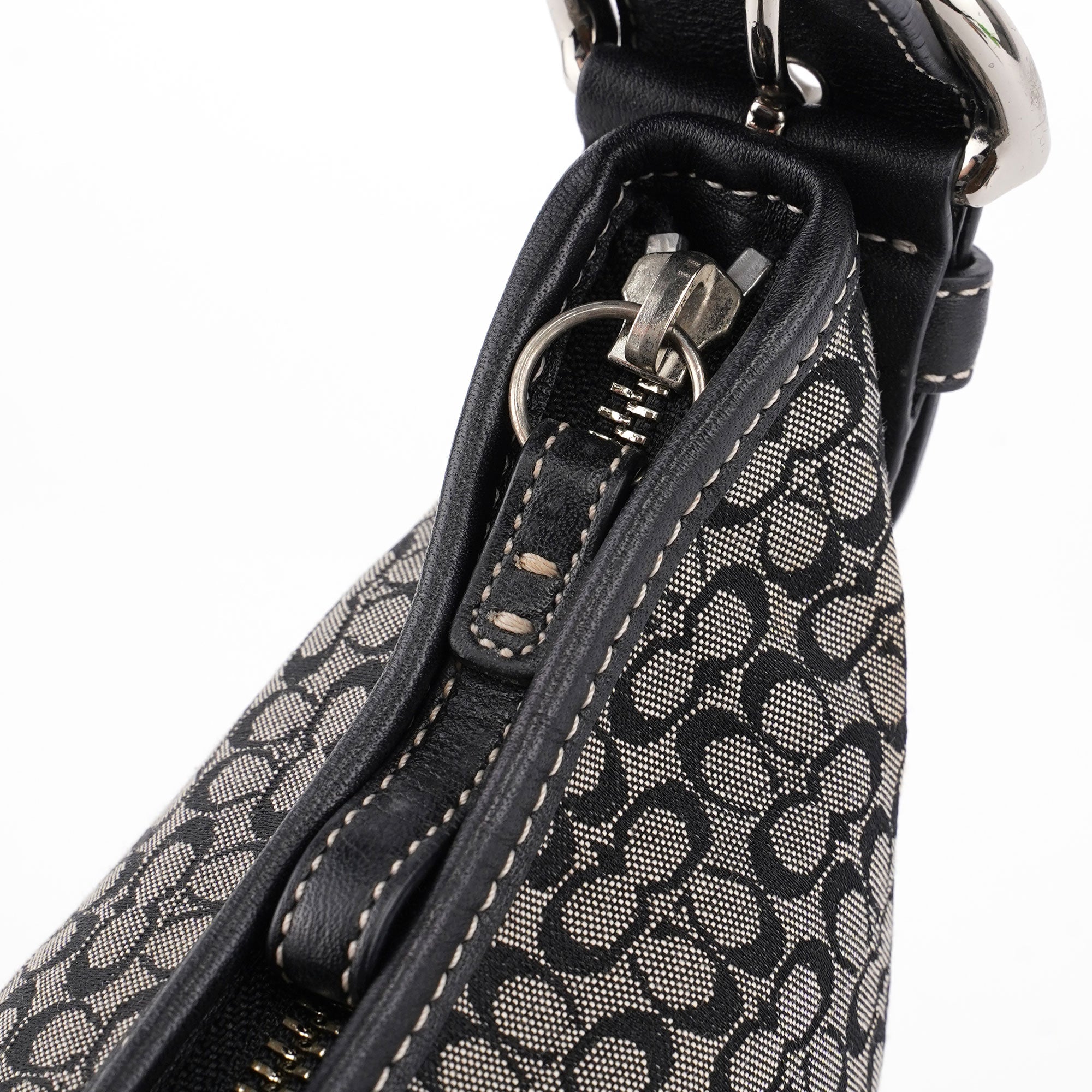 6351 Grey Mini Signature C Crescent Shoulder Bag