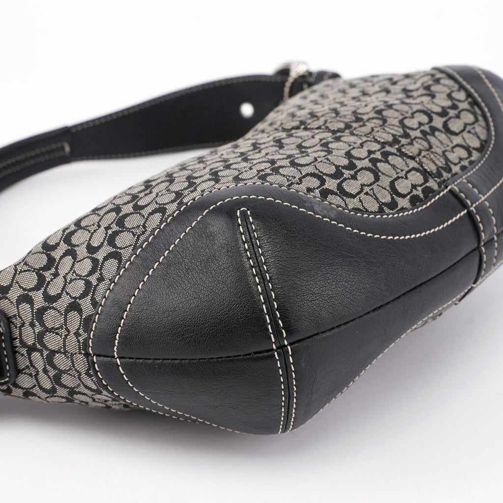 6351 Grey Mini Signature C Crescent Shoulder Bag
