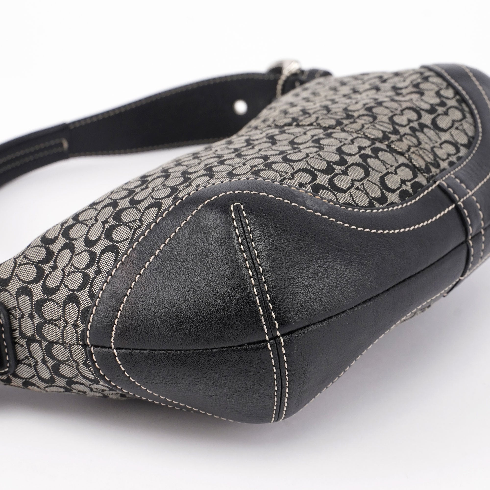 6351 Grey Mini Signature C Crescent Shoulder Bag