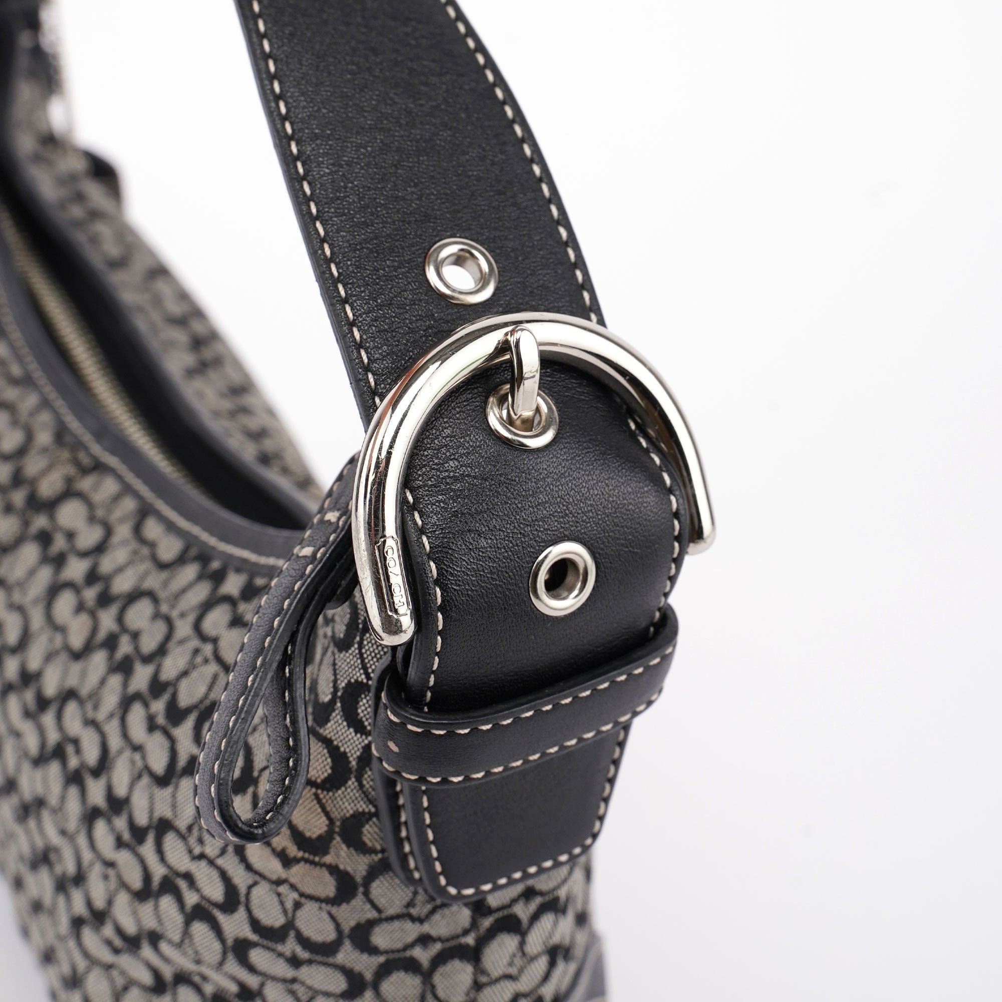 6351 Grey Mini Signature C Crescent Shoulder Bag