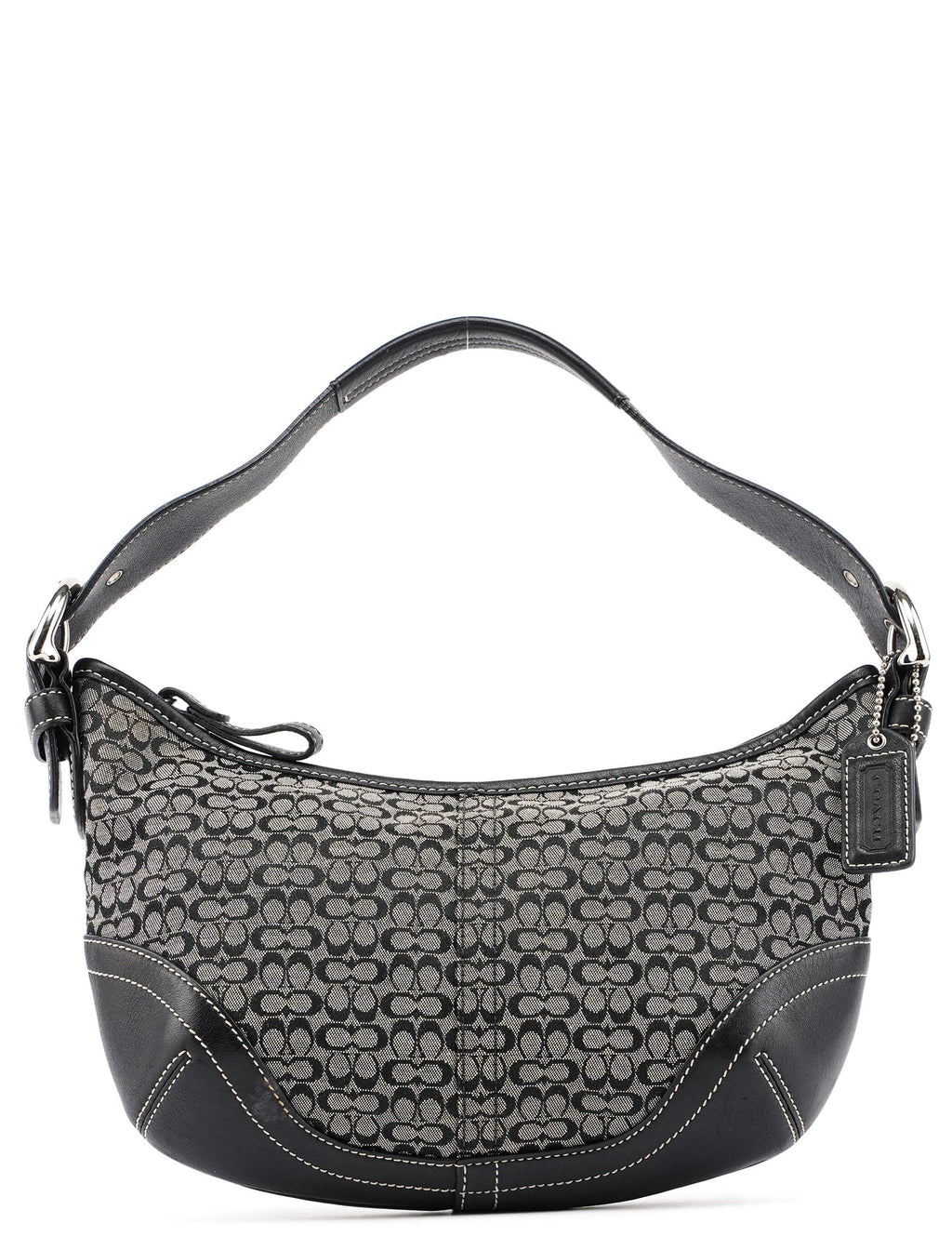 6351 Grey Mini Signature C Crescent Shoulder Bag