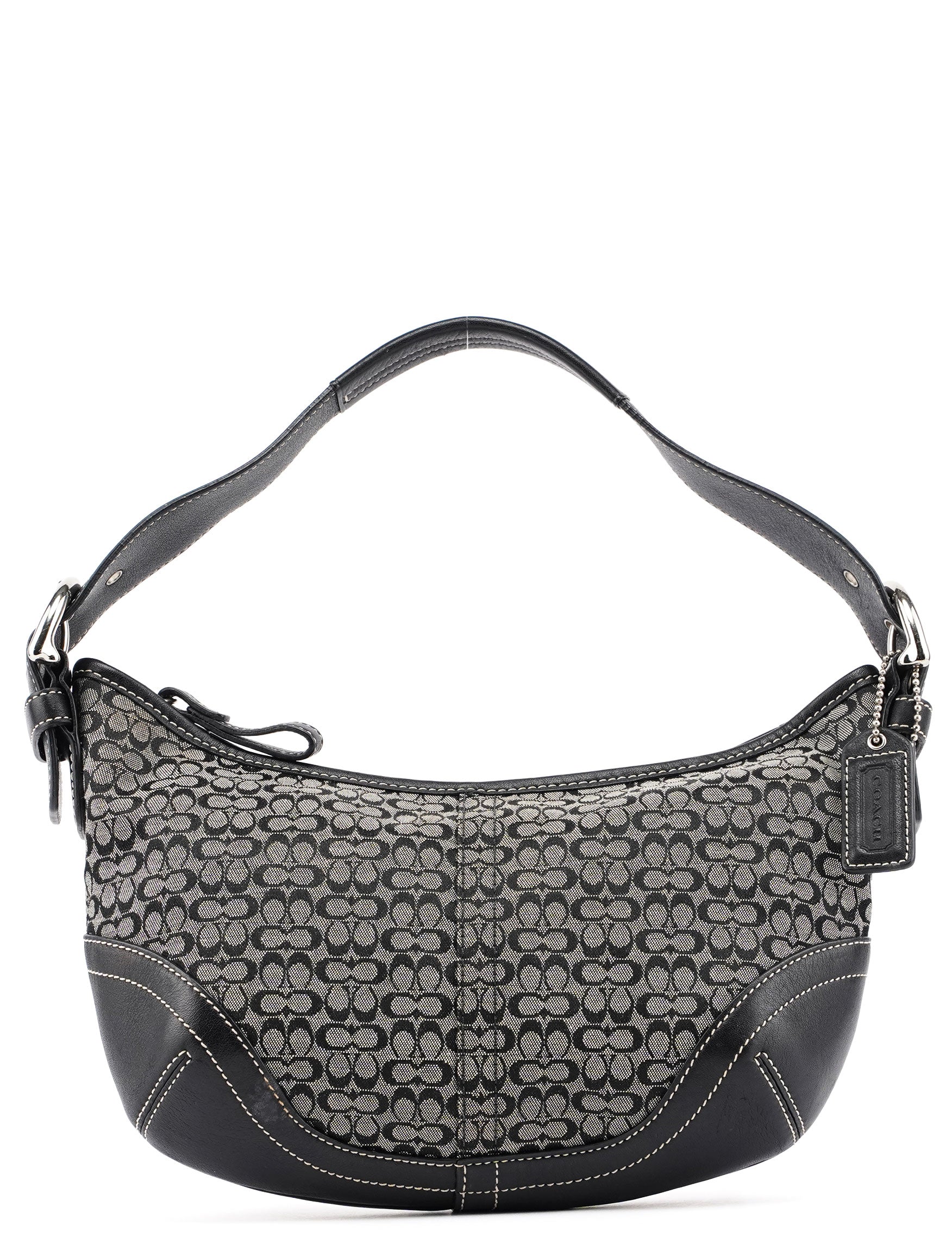 6351 Grey Mini Signature C Crescent Shoulder Bag