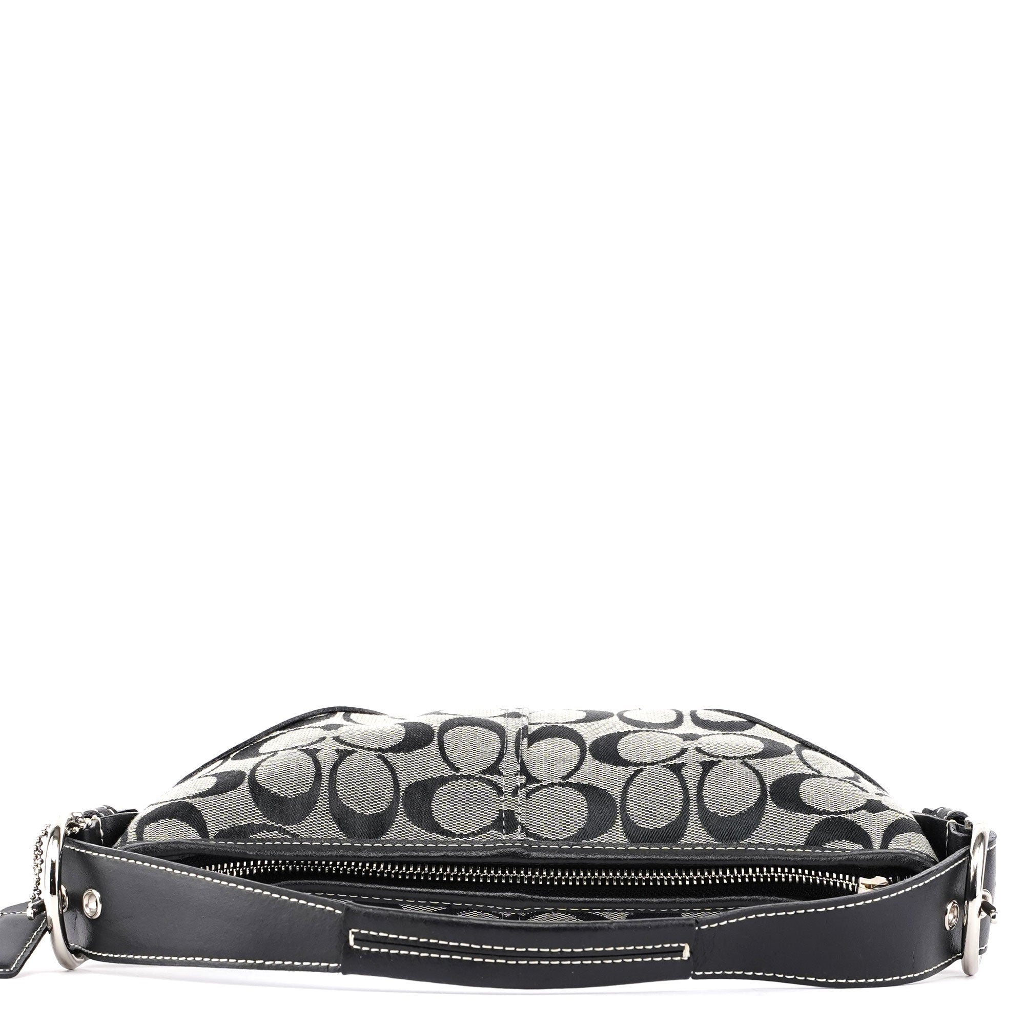 6351 Grey Signature C Rounded Shoulder Bag