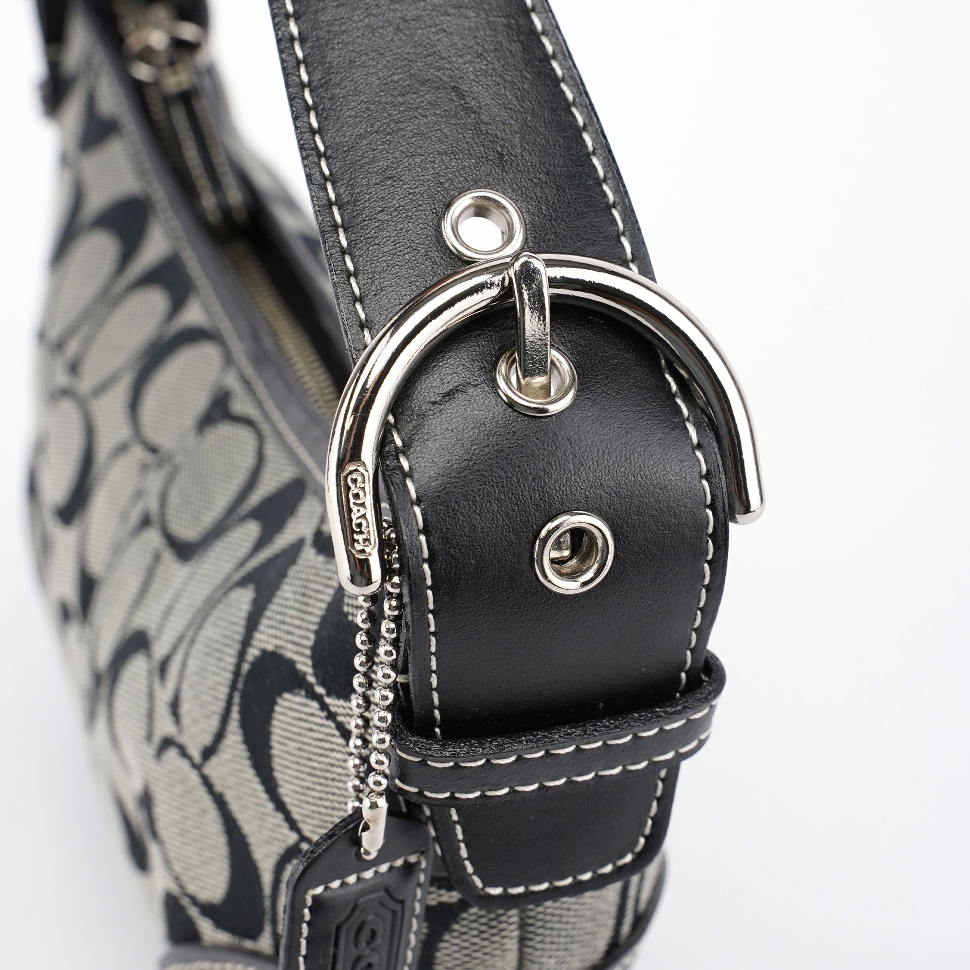 6351 Grey Signature C Rounded Shoulder Bag