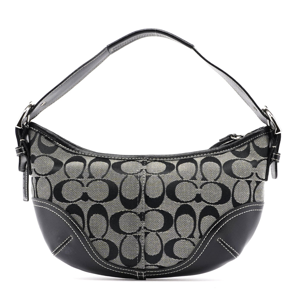 6351 Grey Signature C Rounded Shoulder Bag