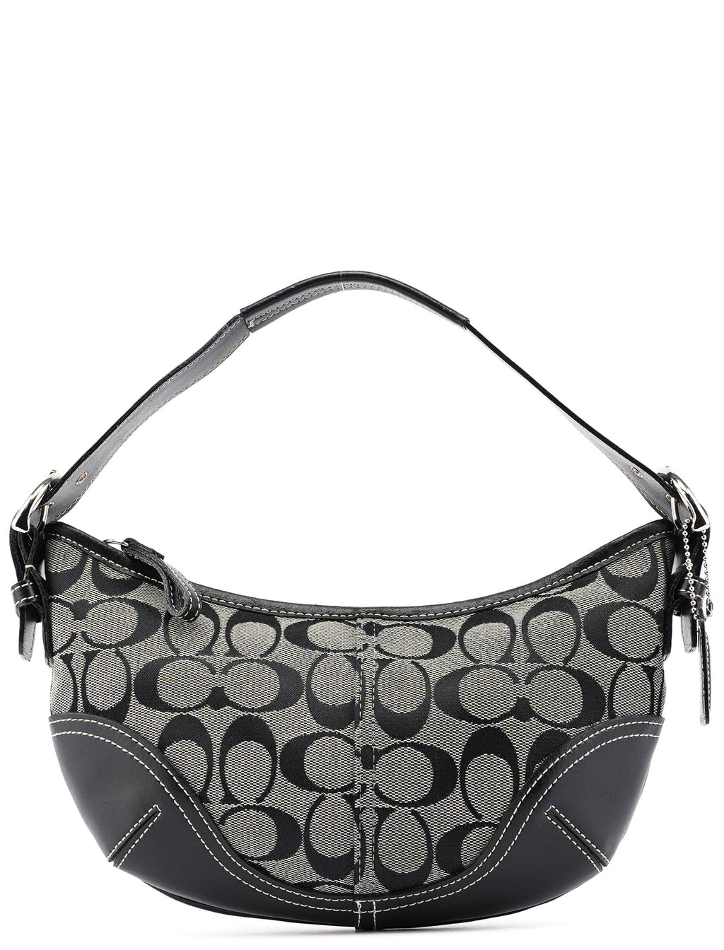 6351 Grey Signature C Rounded Shoulder Bag