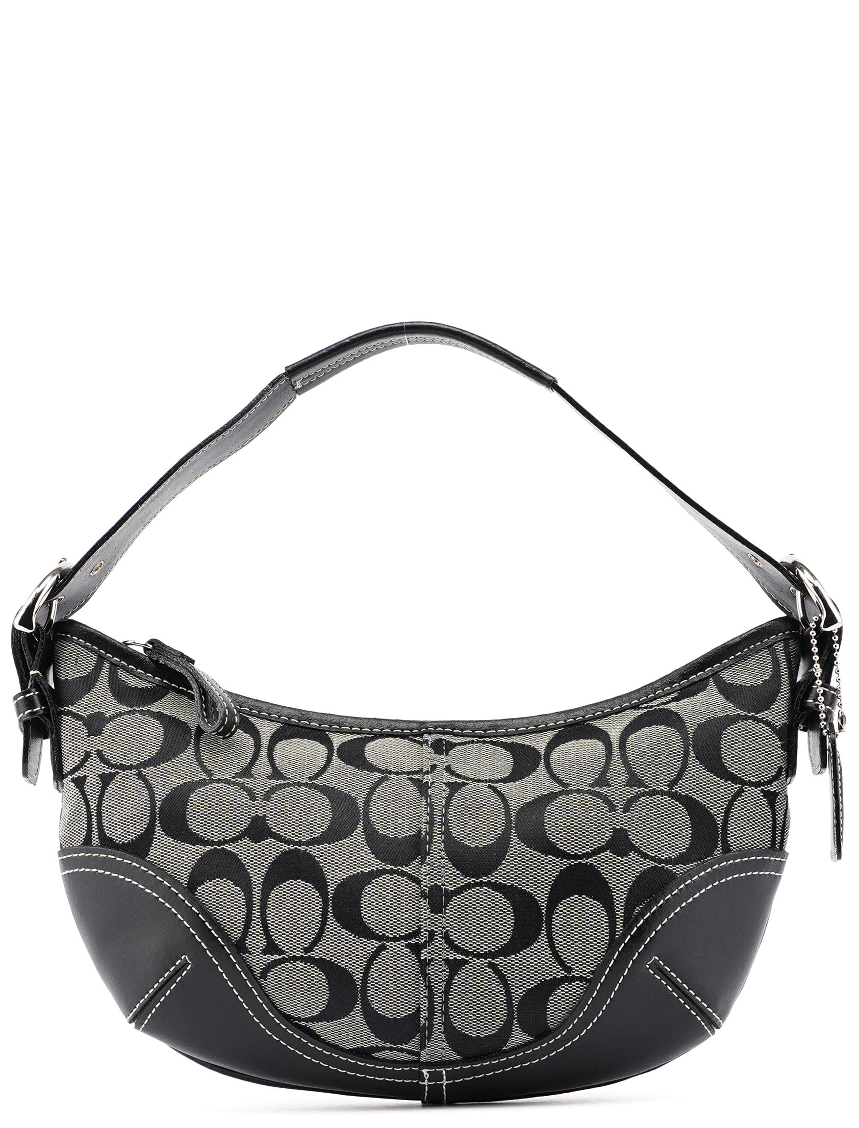 6351 Grey Signature C Rounded Shoulder Bag