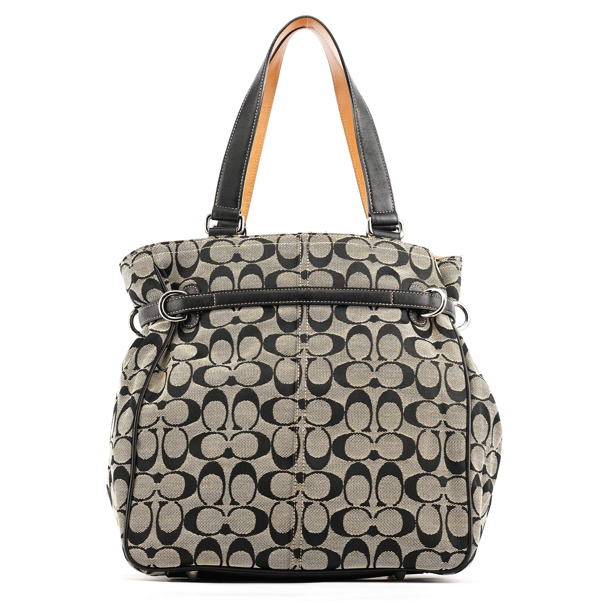 6352 Grey Black Signature Tote Bag