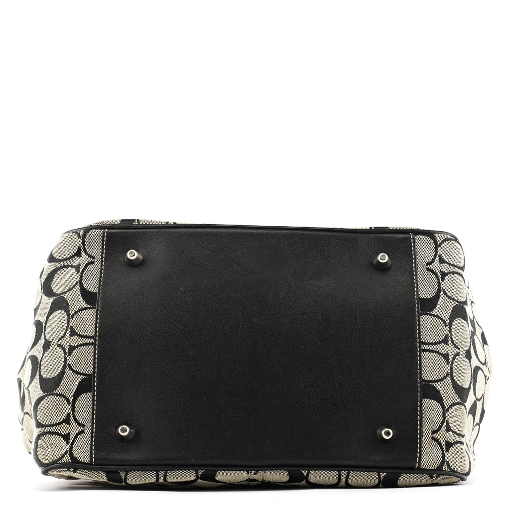 6352 Grey Black Signature Tote Bag