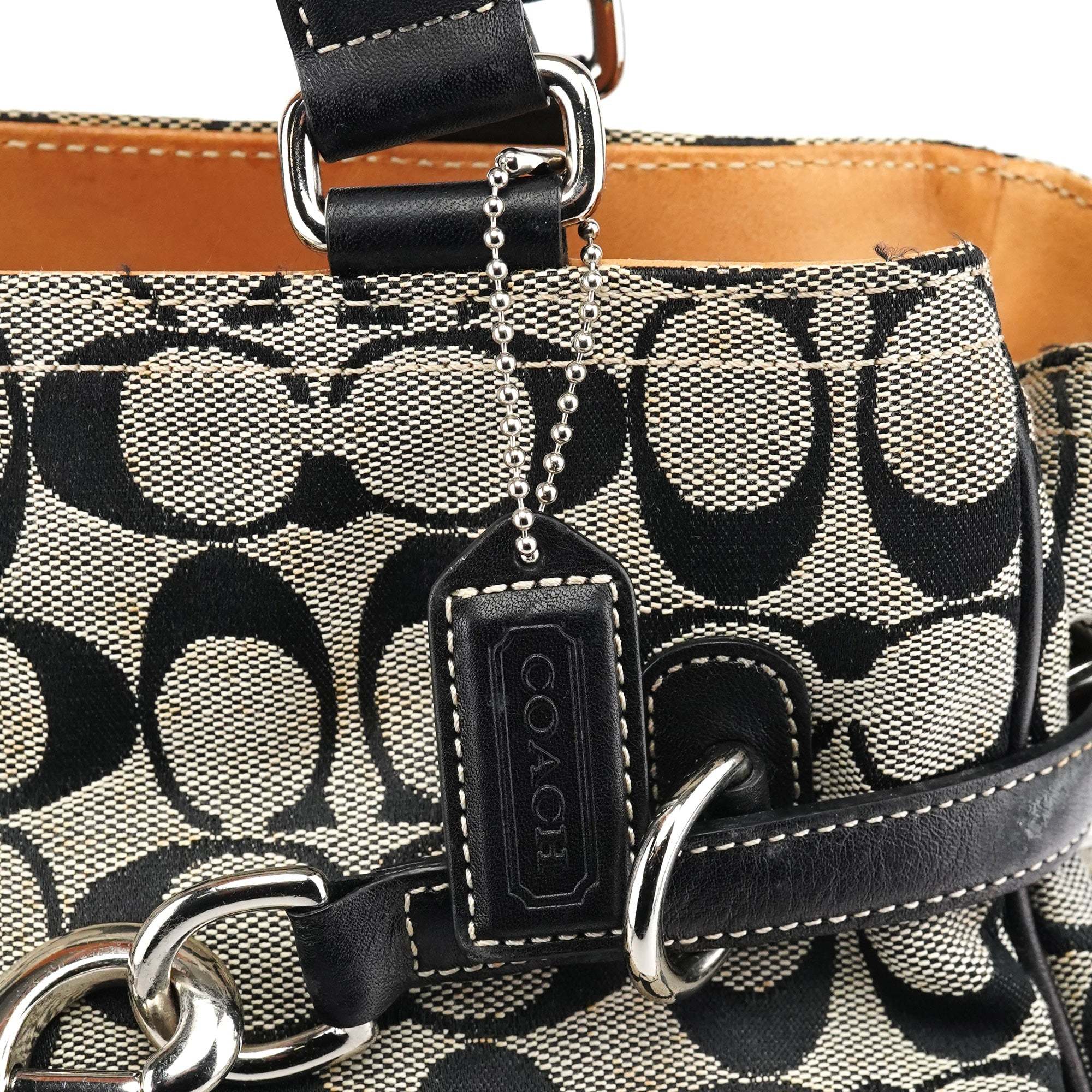 6352 Grey Black Signature Tote Bag