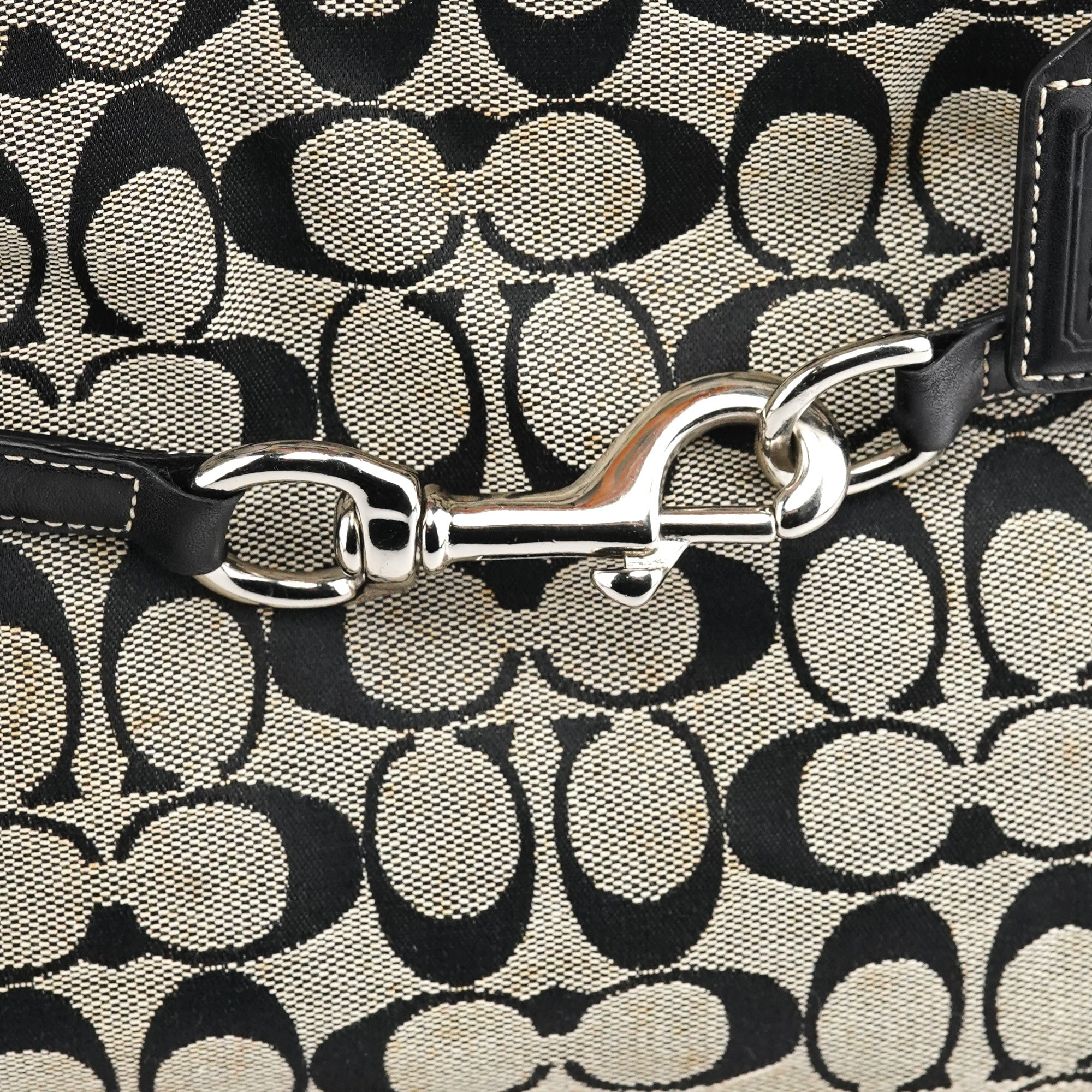 6352 Grey Black Signature Tote Bag