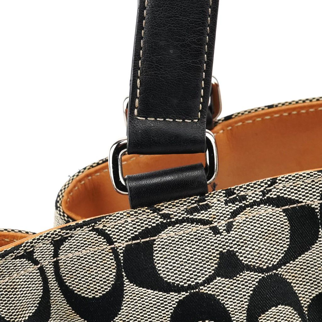 6352 Grey Black Signature Tote Bag